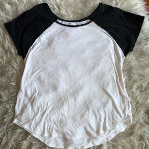 Black and white baseball tee